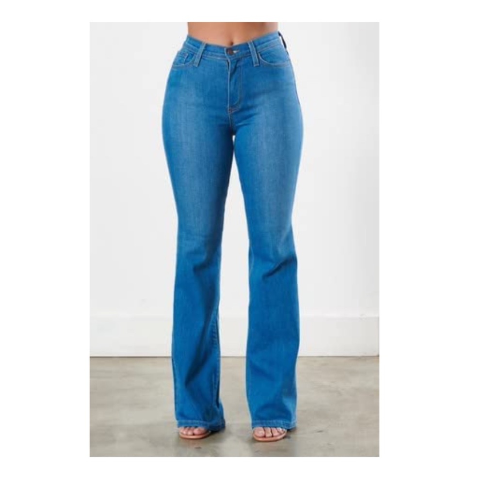 Medium Stone Washed Bell-Bottoms